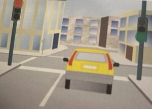 test carnet de conducir - coche amarillo